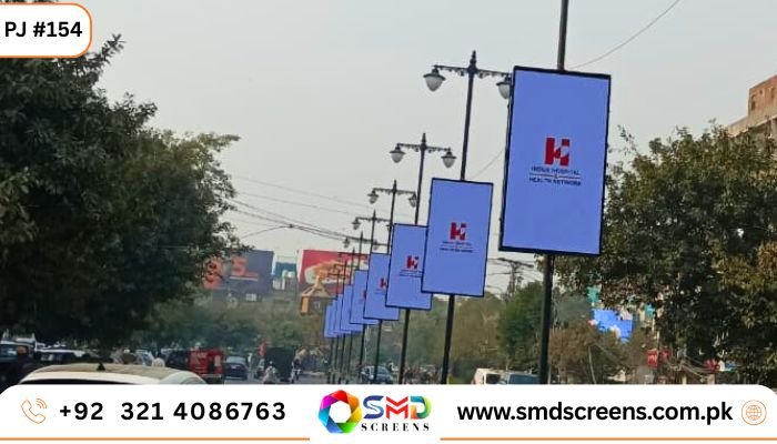 SMD Pole Streamers Installed at Main Market Gulberg Lahore in 2026